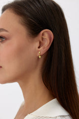 Gold Star Drop Earrings with Turquoise Center | Dainty Star Studs | Celestial Jewelry