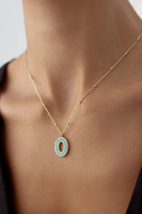 CZ Stone and Enamel Initial Necklace – 18K Gold-Plated Sterling Silver