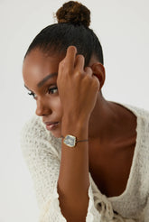 Ancient Symbol Bracelet – 18K Gold-Plated Sterling Silver with Black Chain