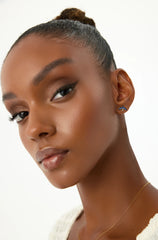 Dove Bird Stud Earrings with CZ Colorful Stones, 18K Gold-Plated Sterling Silver