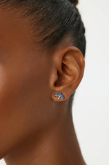 Dove Bird Stud Earrings with CZ Colorful Stones, 18K Gold-Plated Sterling Silver