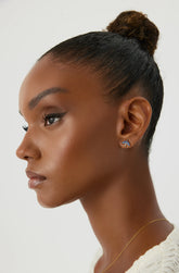 Dove Bird Stud Earrings with CZ Colorful Stones, 18K Gold-Plated Sterling Silver