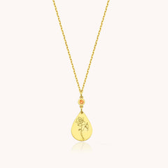 Birth Flower Teardrop Necklace – 18K Gold-Plated Sterling Silver