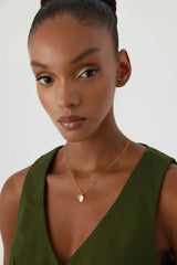 Initial Birthstone Necklace – 18K Gold-Plated Oval Pendant with Birthstone Charm