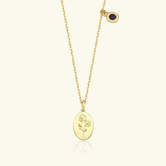 Oval Birth Flower Necklace - 18K Gold-Plated Minimalist Jewelry