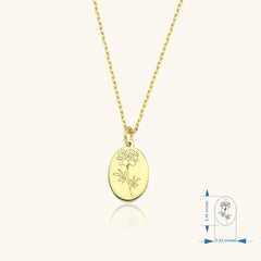 Tiny Birth Flower Necklace – 18K Gold-Plated Sterling Silver Floral Pendant Necklace