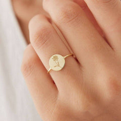 Birth Flower Ring – 18K Gold-Plated Sterling Silver Floral Jewelry