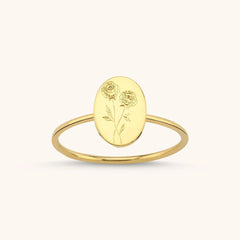Tiny Birth Flower Ring – 18K Gold-Plated Sterling Silver Floral Jewelry