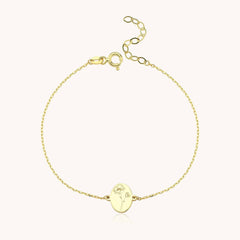 Tiny Birth Flower Bracelet – 18K Gold-Plated Custom Floral Charm Bracelet
