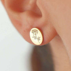 Birth Flower Earrings – 18K Gold-Plated Sterling Silver Floral Stud Earrings