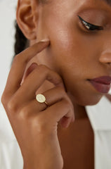 Horizontal Birth Flower Ring, 18K Gold-Plated Sterling Silver