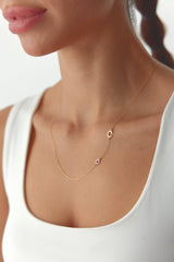 Birthstone and Initial Family Necklace – 18K Gold-Plated Sterling Silver