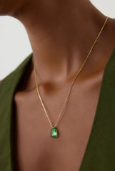 Dainty Teardrop Birthstone Necklace • Gemstone 18K Gold-Plated Sterling Silver