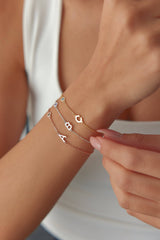 Birthstone and Initial Family Bracelet – 18K Gold-Plated Sterling Silver Customizable Bracelet