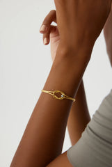 Knot Cuff Fluted Bangle Bracelet, 18K Gold-Plated Sterling Silver Symbolic Minimalist Jewelry