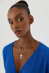 Mother Fish and Baby Necklace with Evil Eye - 18K Gold-Plated Sterling Silver