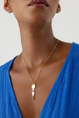 Mother Fish and Baby Necklace with Evil Eye - 18K Gold-Plated Sterling Silver