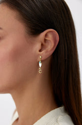 Gold Fish-Themed Initial Earrings with Turquoise Accent – 18K Gold-Plated Sterling Silver