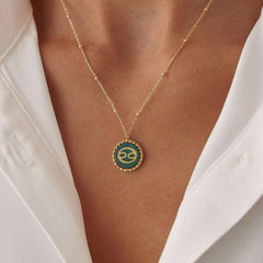 Personalized Malachite Coin Letter Necklace