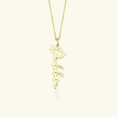 Custom Vertical Name Necklace - 18K Gold-Plated Sterling Silver