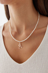 Freshwater Pearl Beaded Initial Letter Necklace, 18K Gold-Plated Sterling Silver