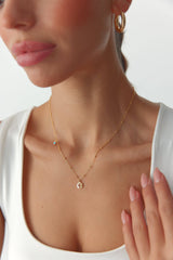 Dainty Tree of Life Turquoise Stone Necklace, 18K Gold-Plated Sterling Silver