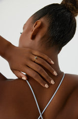 Starfish Ring with CZ Colorful Stones, 18K Gold-Plated Sterling Silver