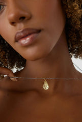 Urart Fish Engraved Pendant Necklace, 18K Gold-Plated Oxidized Sterling Silver