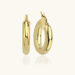 Thick Gold Hoop Earrings – 18K Gold-Plated Sterling Silver Statement Jewelry