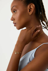 Dainty Tree of Life Turquoise Stone Bracelet, 18K Gold-Plated Sterling Silver