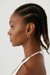 Beaded Gold Hoop Earrings, 18K Gold-Plated Sterling Silver Textured Jewelry