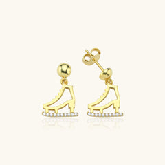 Ice Skate Drop Earrings – 18K Gold-Plated Sterling Silver with Sparkling Accents KP-052-BA
