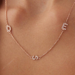 Personalized Initial CZ Diamonds Letter Necklace