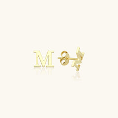 Gold Initial Stud Earrings – Personalized 18K Gold-Plated Sterling Silver