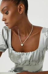 Butterfly Initial Pendant with Freshwater Pearls Beaded Necklace, 18K Gold-Plated Sterling Silver