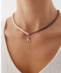 Personalized Gemstone and Pearl Beaded Necklace