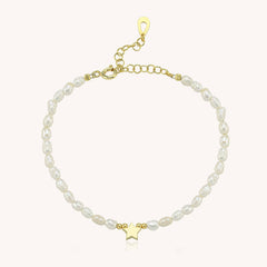 Star and Freshwater Pearl Bracelet – 18K Gold-Plated Sterling Silver