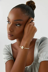 Freshwater Pearl Initial Bracelet – 18K Gold-Plated Sterling Silver