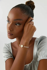 Freshwater Pearl Initial Bracelet – 18K Gold-Plated Sterling Silver