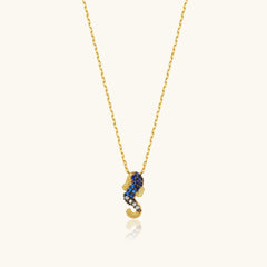Seahorse Necklace with CZ Colorful Stones, 18K Gold-Plated Sterling Silver