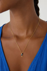 Seahorse Necklace with CZ Colorful Stones, 18K Gold-Plated Sterling Silver