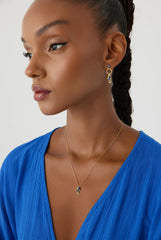 Seahorse Necklace with CZ Colorful Stones, 18K Gold-Plated Sterling Silver