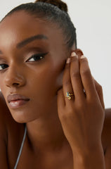 Seahorse Ring with CZ Colorful Stones, 18K Gold-Plated Sterling Silver