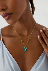 Turquoise Fish Necklace – 18K Gold-Plated Sterling Silver with Personalized Charm