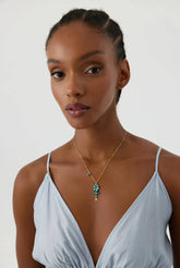 Turquoise Fish Necklace – 18K Gold-Plated Sterling Silver with Personalized Charm