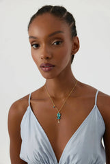 Turquoise Fish Necklace – 18K Gold-Plated Sterling Silver with Personalized Charm