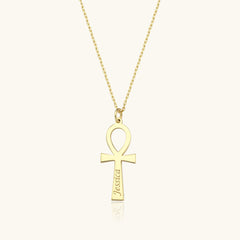 Ankh Necklace, Personalized 18K Gold-Plated Sterling Silver