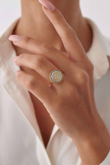 Personalized Mother of Pearl Zodiac Coin Ring