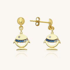 Fish Earrings | 18K Gold-Plated 925 Sterling Silver | Playful and Colorful Ocean-Inspired Jewelry