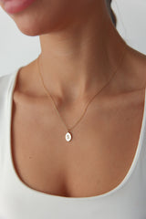 Gold Oval Initial Necklace | Personalized Letter Pendant | 925 Sterling Silver